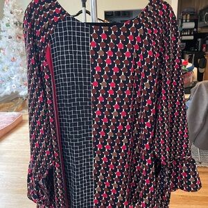 NIC+ZOE Red and Brown Patterned Top